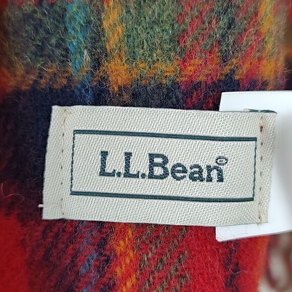 L.L. Bean Plaid Fringed Lambswool Scarf Unisex - Picture 2 of 9